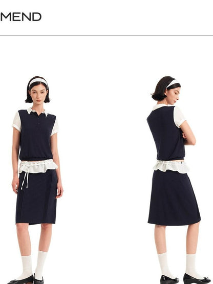STRIKE A POSE Colorblock Cinched Waist Polo Women&