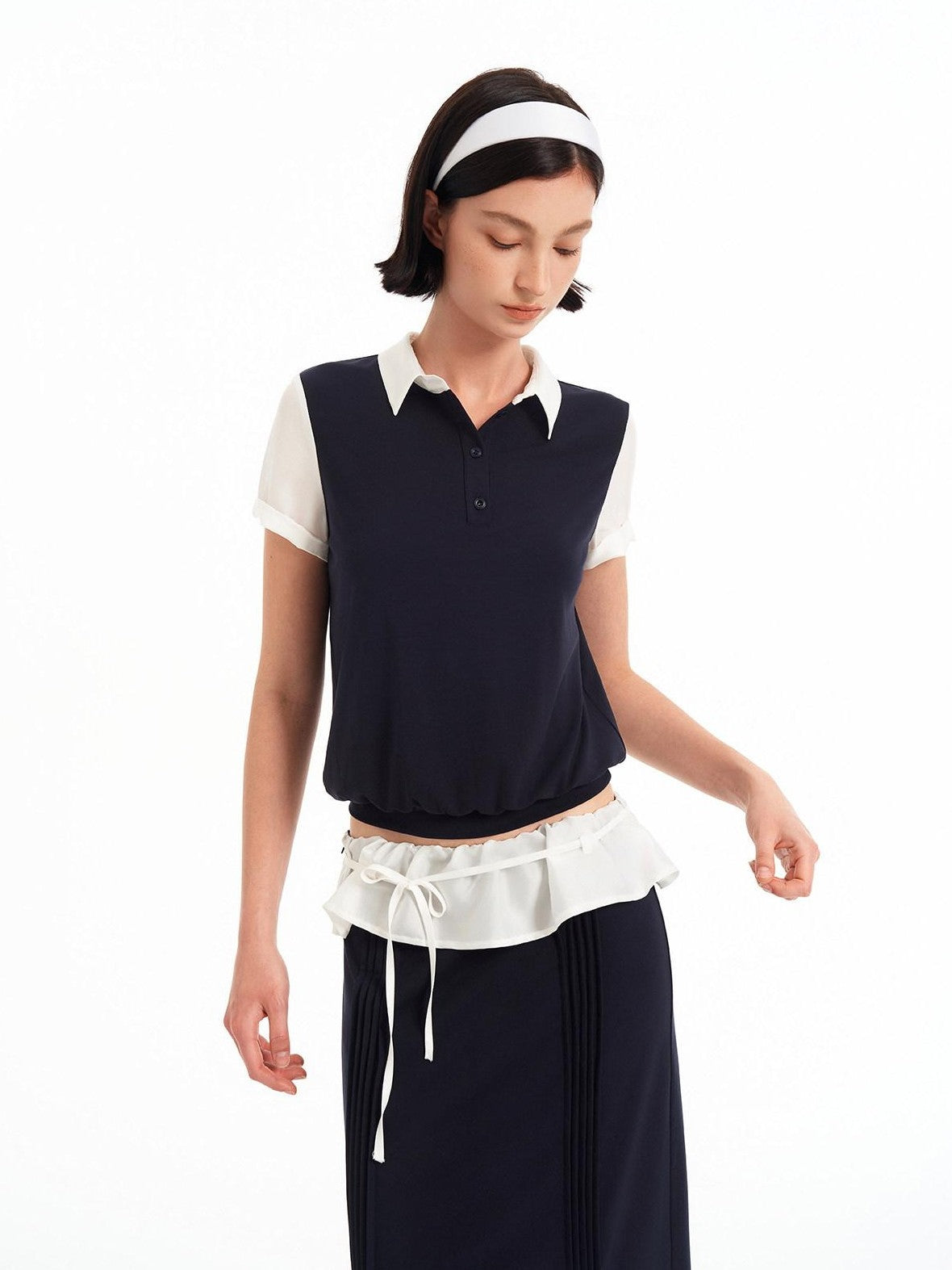 STRIKE A POSE Colorblock Cinched Waist Polo Women&