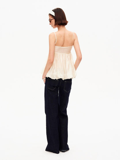 STRIKE A POSE Contrast Knot Ruffle Hem Bandeau Button Detail Women&