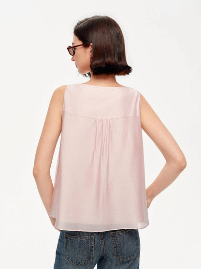 STRIKE A POSE Crinkled V-neck Pinched Pleat A Line Loose Lightweight Women&