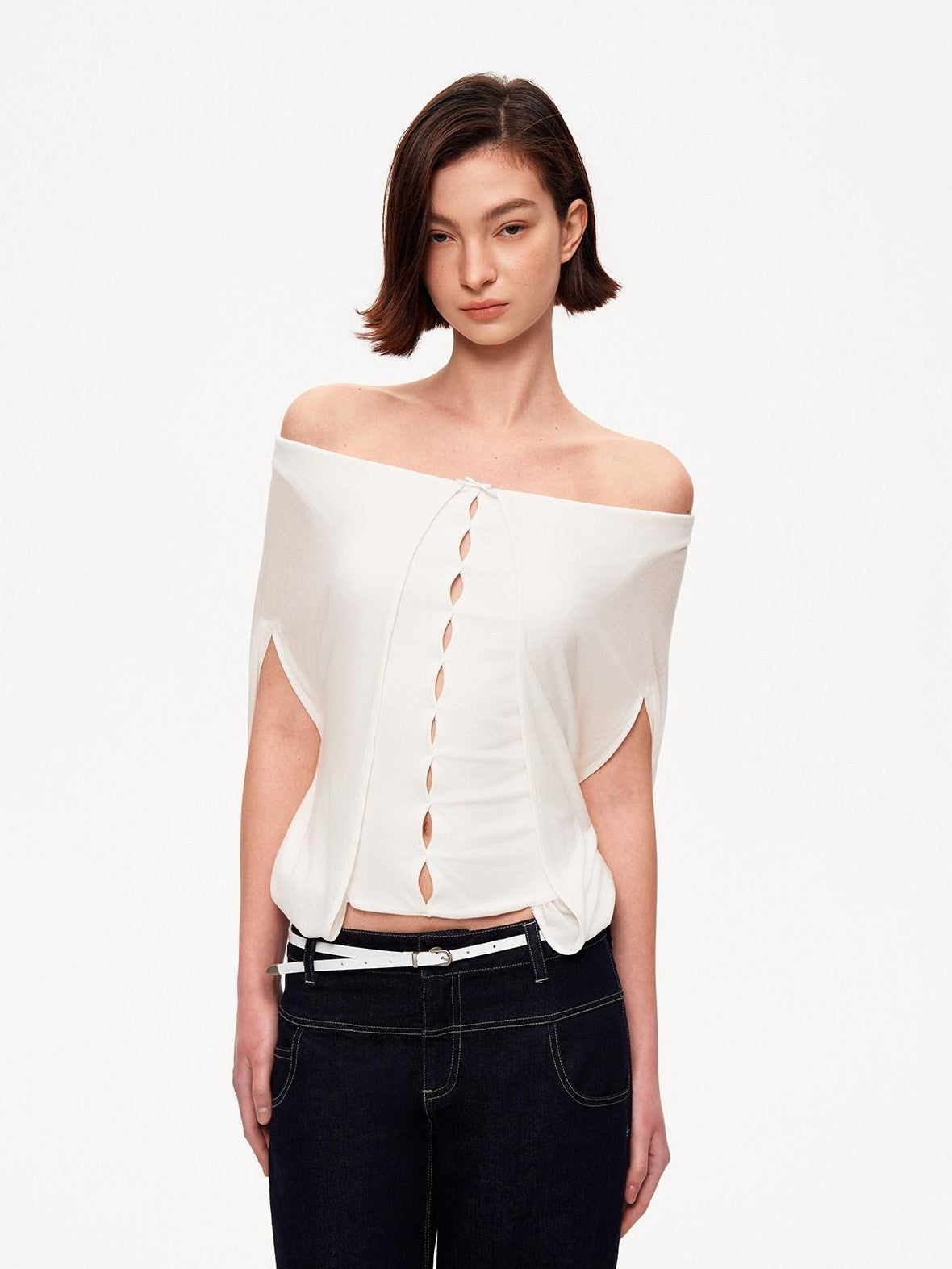 STRIKE A POSE Cropped Cutout Batwing Relaxed Women&