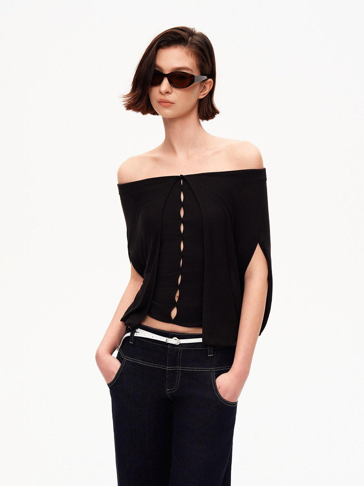 STRIKE A POSE Cropped Cutout Batwing Relaxed Women&