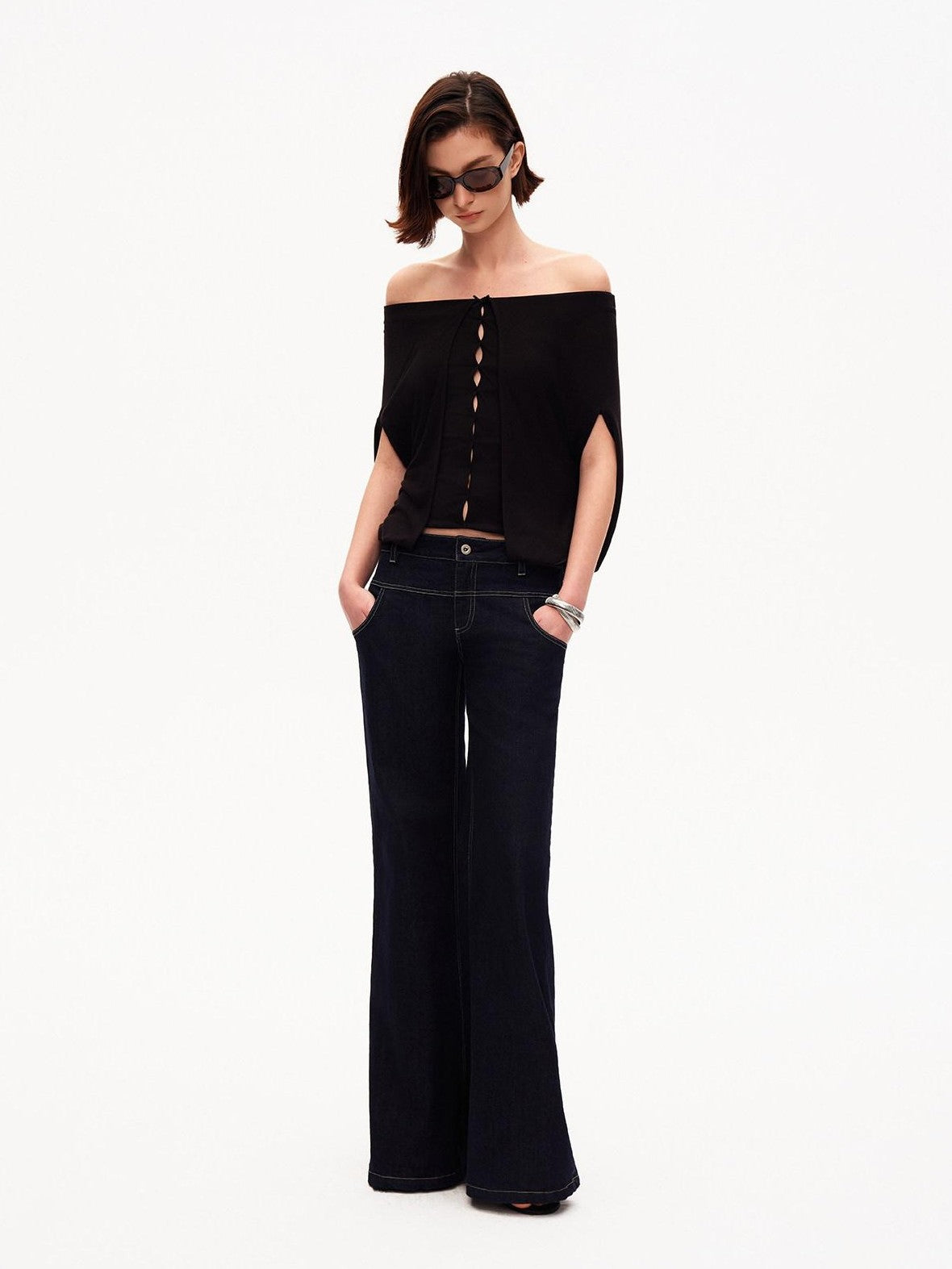 STRIKE A POSE Cropped Cutout Batwing Relaxed Women&