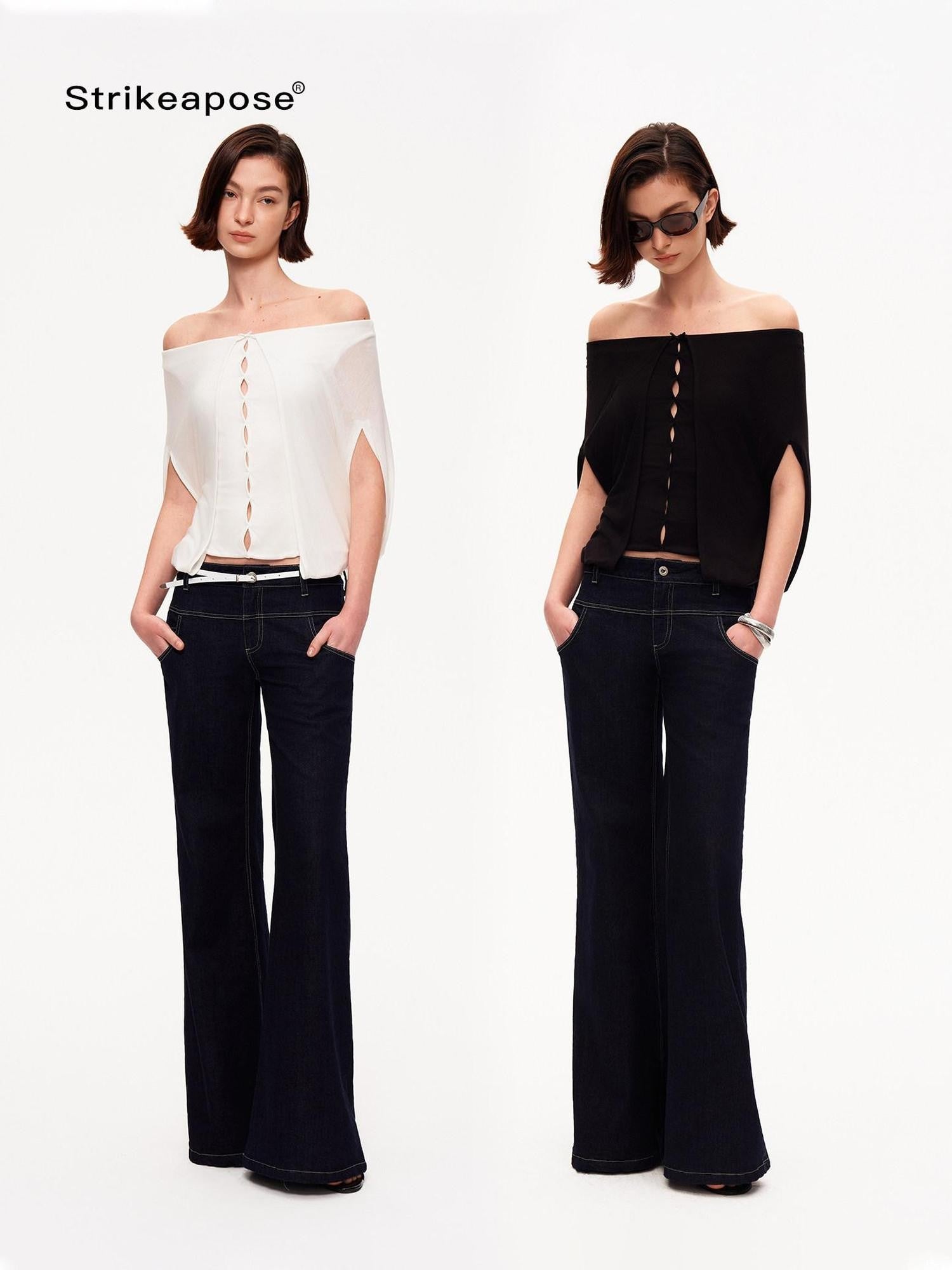 STRIKE A POSE Cropped Cutout Batwing Relaxed Women&