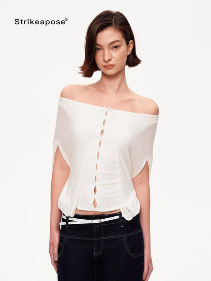 STRIKE A POSE Cropped Cutout Batwing Relaxed Women&