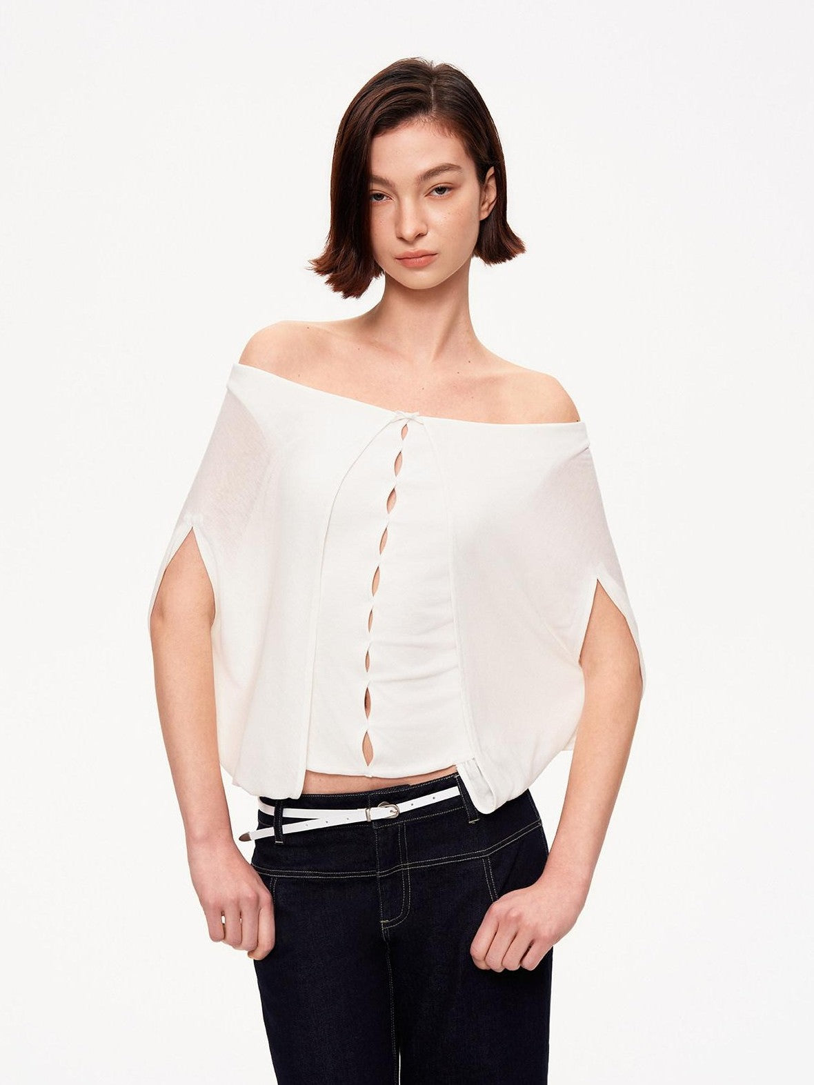 STRIKE A POSE Cropped Cutout Batwing Relaxed Women&