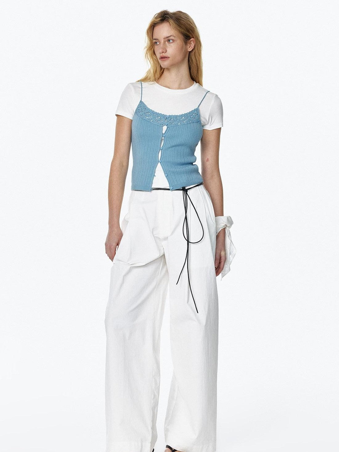 STRIKE A POSE Cropped Hand Crochet Hollowout Strappy Women&