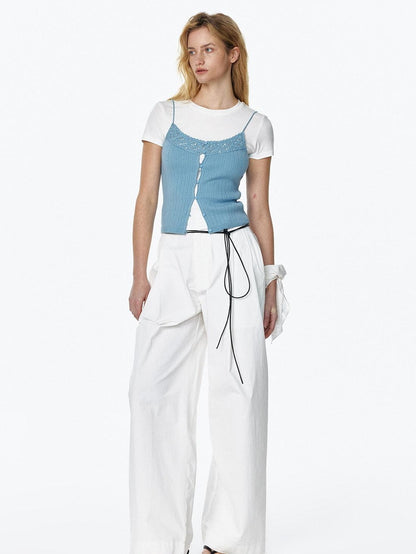 STRIKE A POSE Cropped Hand Crochet Hollowout Strappy Women&