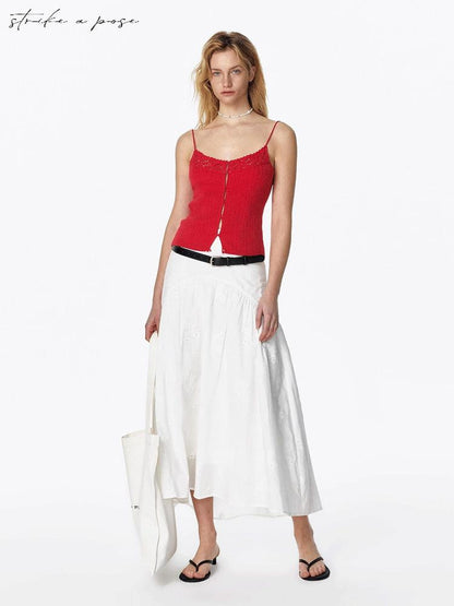 STRIKE A POSE Cropped Hand Crochet Hollowout Strappy Women&