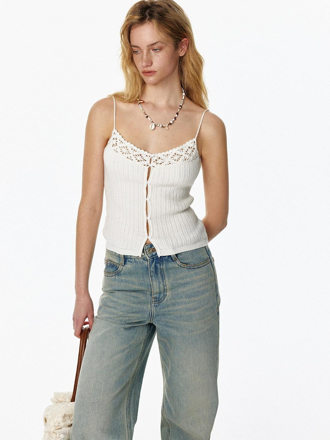 STRIKE A POSE Cropped Hand Crochet Hollowout Strappy Women&