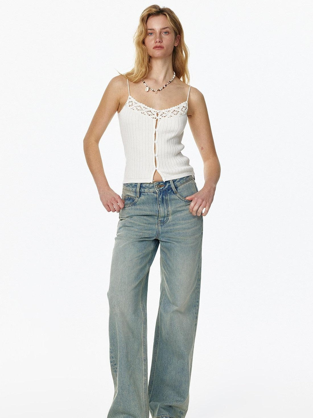 STRIKE A POSE Cropped Hand Crochet Hollowout Strappy Women&