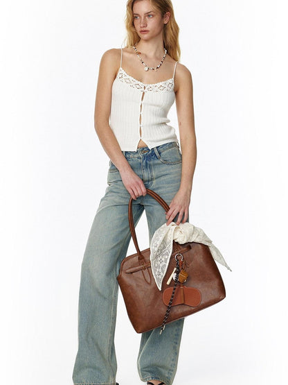 STRIKE A POSE Cropped Hand Crochet Hollowout Strappy Women&