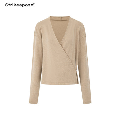 STRIKE_A_POSE_Cross_Wrap_V-neck_Knit_Women&