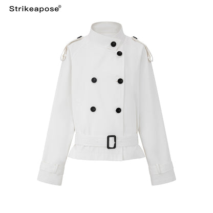 STRIKE_A_POSE_Double_Breasted_Stand_Collar_Belted_Cropped_Women&