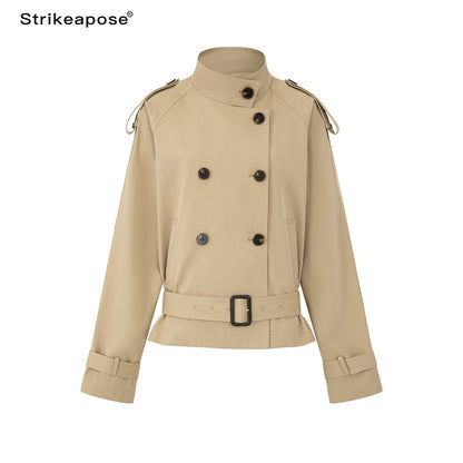 STRIKE_A_POSE_Double_Breasted_Stand_Collar_Belted_Cropped_Women&