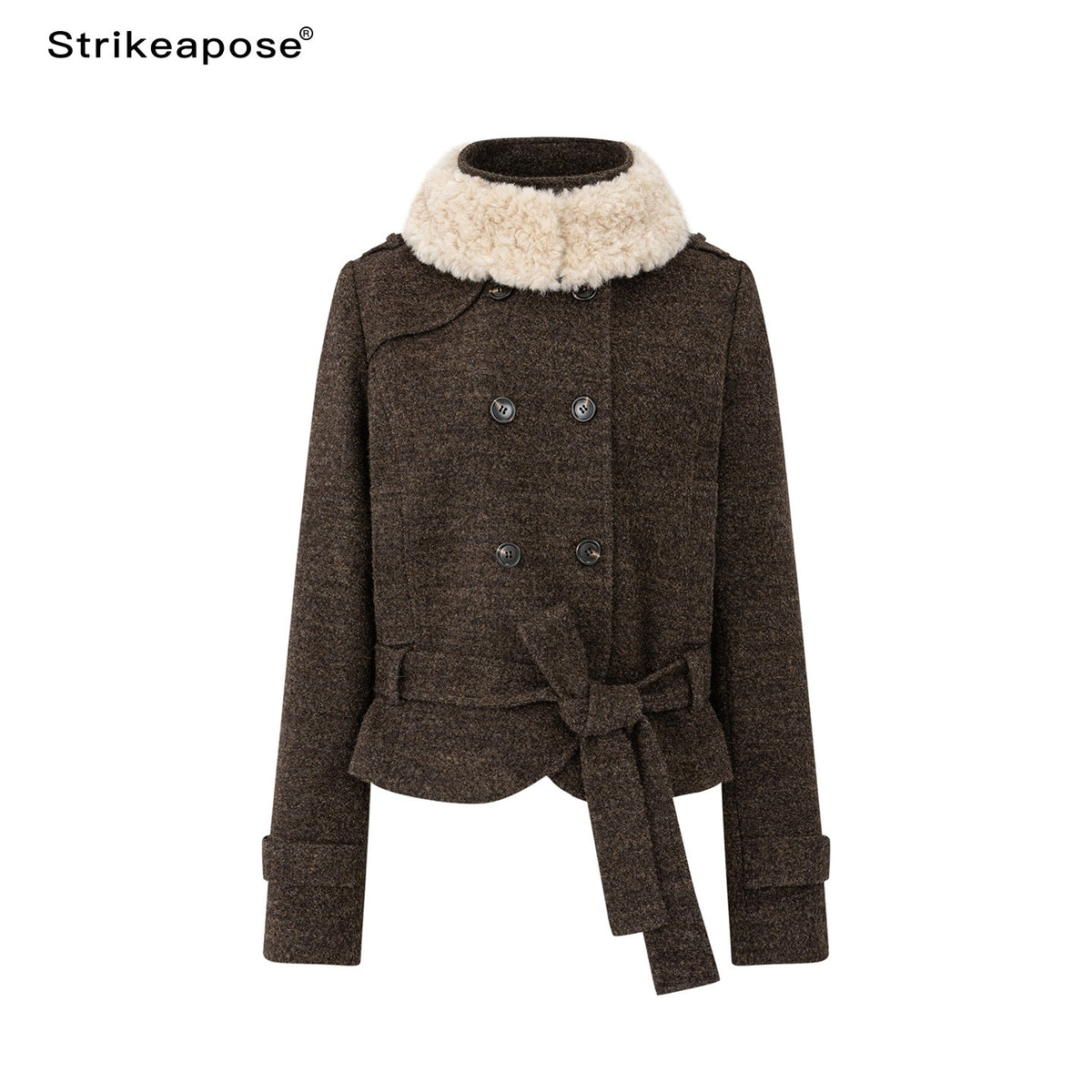 STRIKE_A_POSE_Double_Breasted_Stand_Collar_Curved_Hem_Cropped_Women&