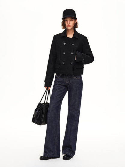 STRIKE A POSE Double Breasted Wool Collarless Women&