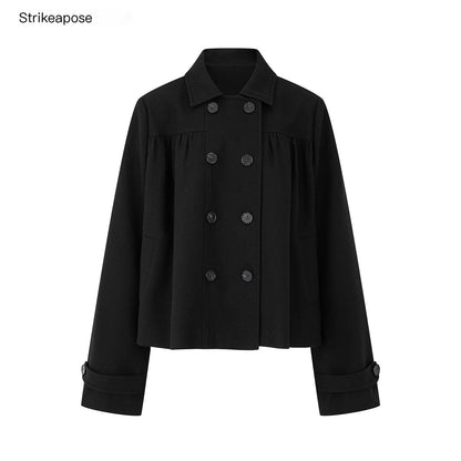 STRIKE_A_POSE_Double_Breasted_Wool_Lapel_Cropped_Loose_Vintage_Women&