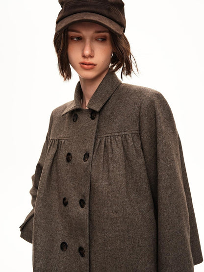 STRIKE A POSE Double Breasted Wool Lapel Cropped Loose Vintage Women&