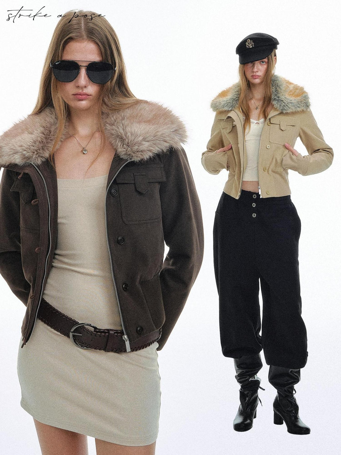 STRIKE A POSE Eco Fur Collar Workwear Women&