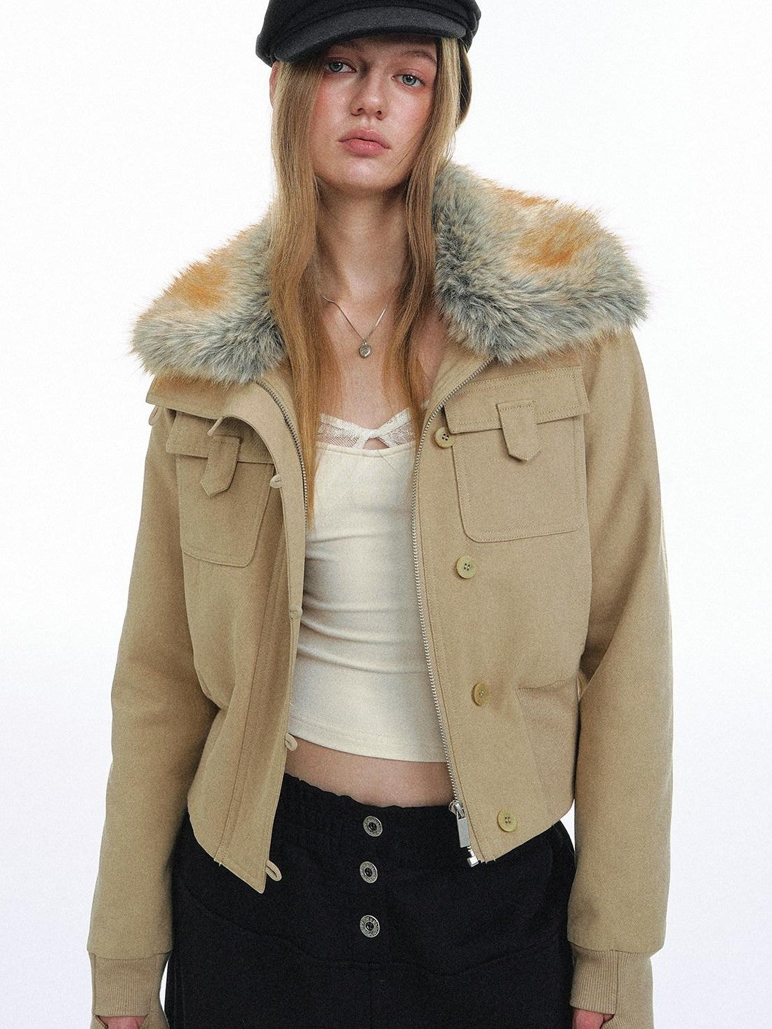 STRIKE A POSE Eco Fur Collar Workwear Women&