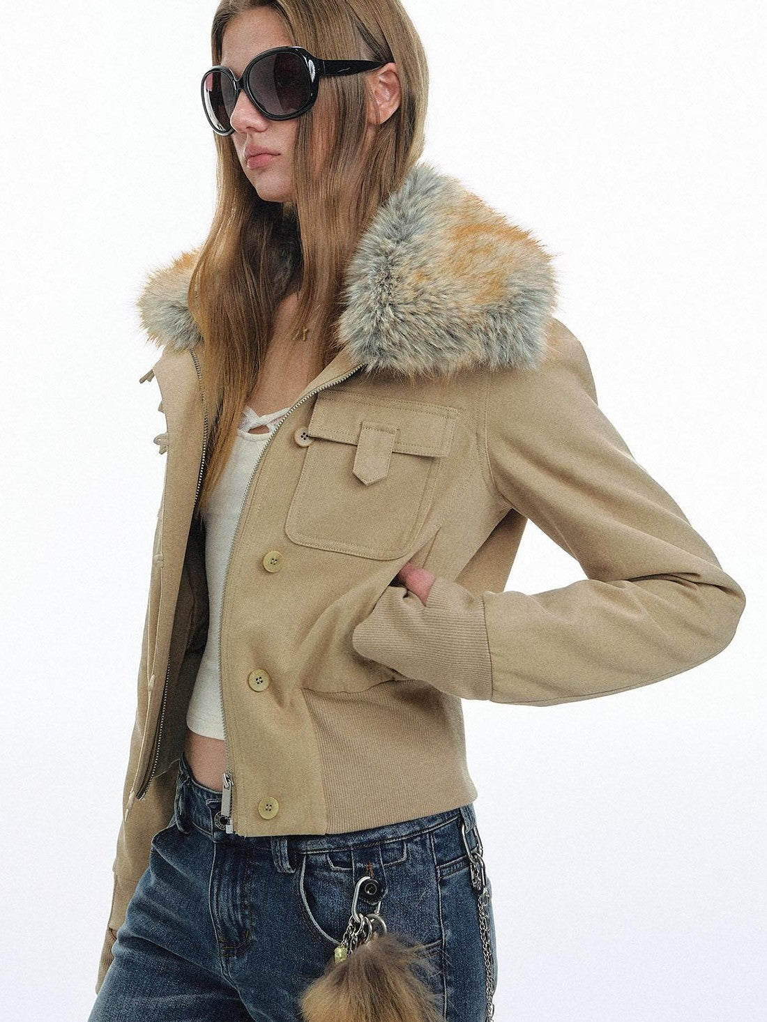 STRIKE A POSE Eco Fur Collar Workwear Women&