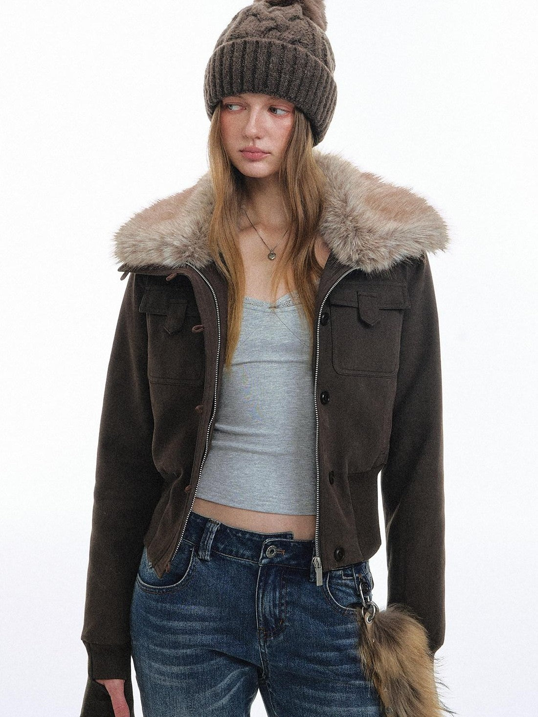 STRIKE A POSE Eco Fur Collar Workwear Women&