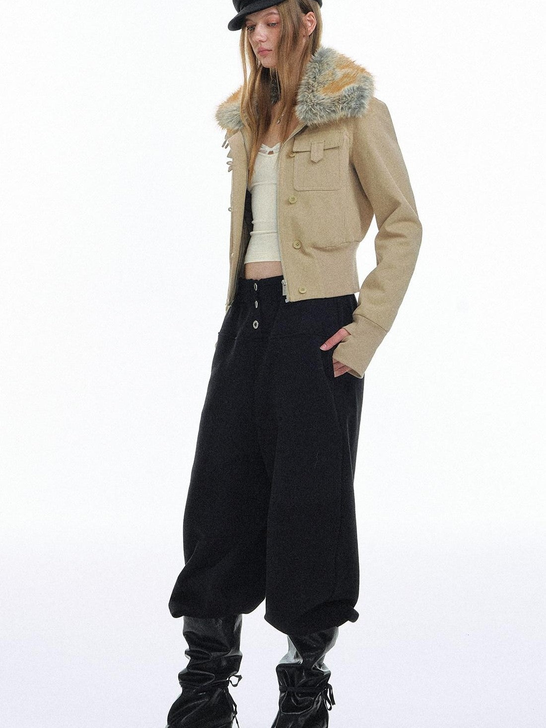 STRIKE A POSE Eco Fur Collar Workwear Women&