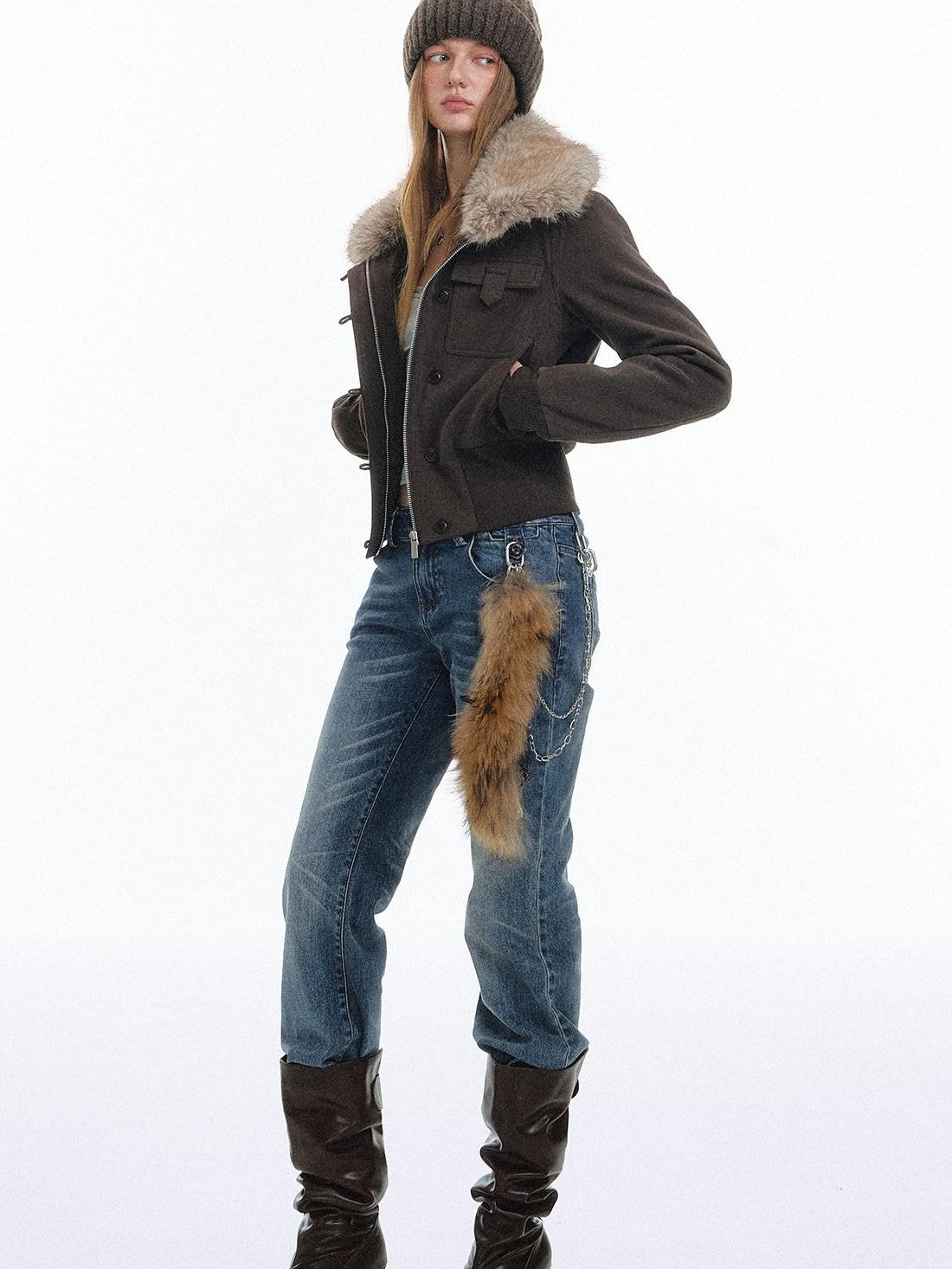STRIKE A POSE Eco Fur Collar Workwear Women&