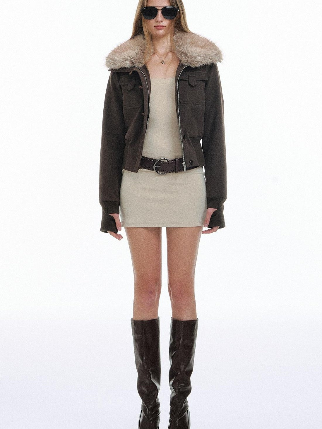 STRIKE A POSE Eco Fur Collar Workwear Women&
