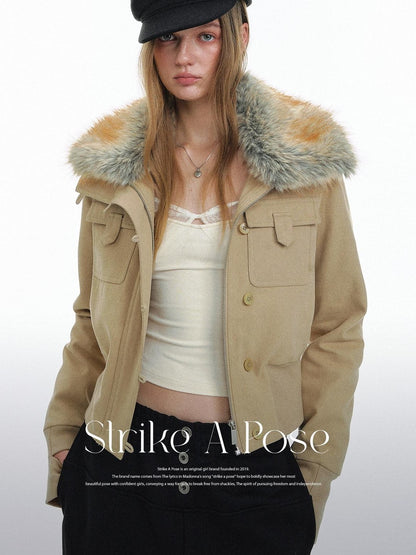 STRIKE A POSE Eco Fur Collar Workwear Women&