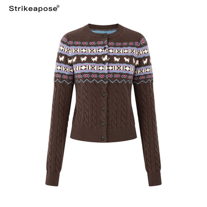 STRIKE_A_POSE_Fair_Isle_Jacquard_Single_Breasted_Women&