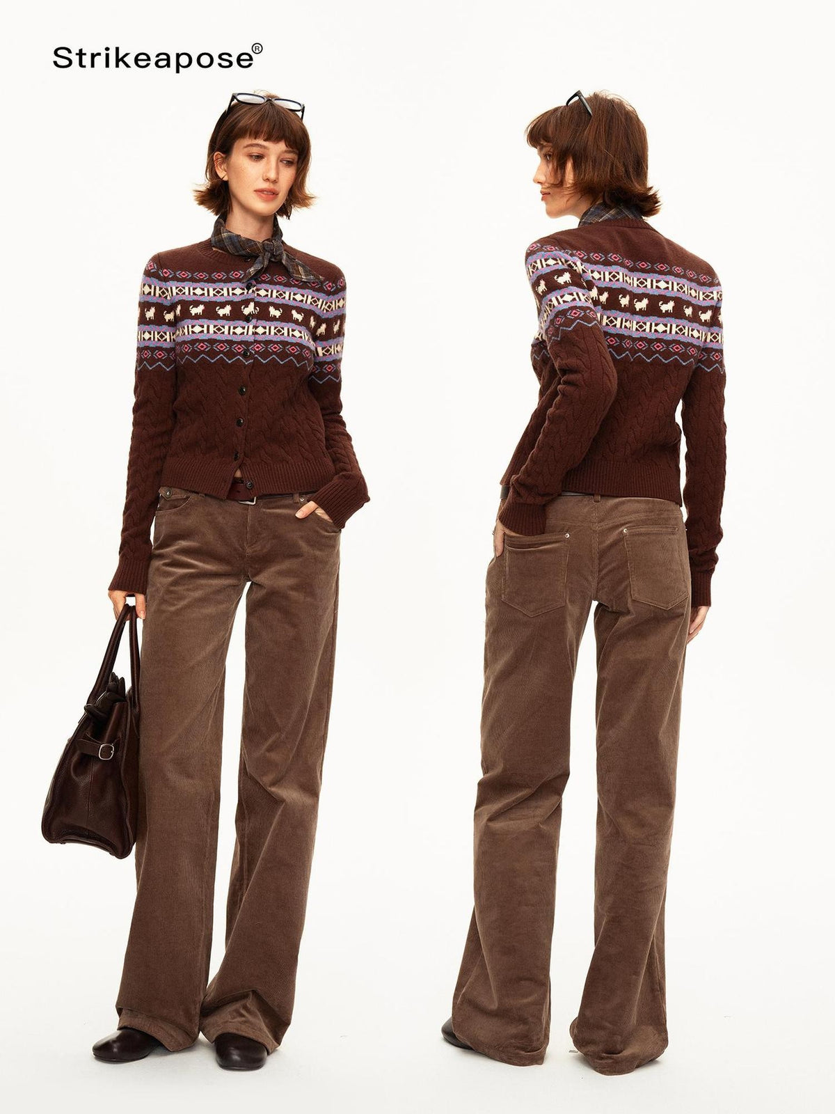STRIKE A POSE Fair Isle Jacquard Single Breasted Women&
