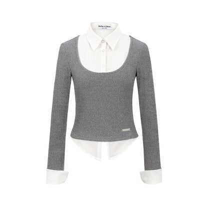 STRIKE_A_POSE_Faux_Layered_U_Neck_Contrast_Shirt_Collar_Women&