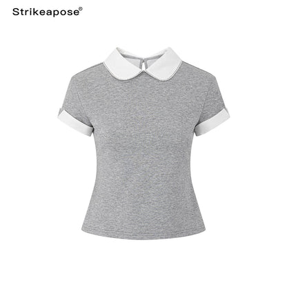 STRIKE_A_POSE_Heather_Gray_Contrast_Splice_Doll_Collar_Women&