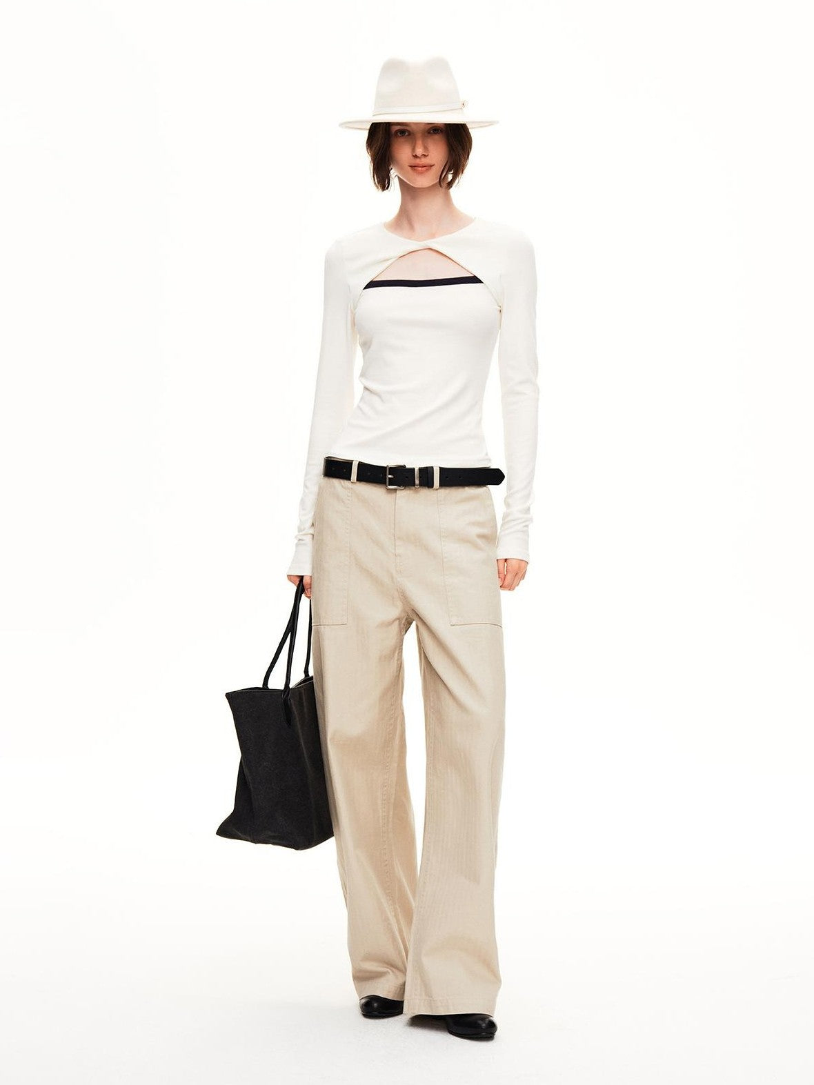 STRIKE A POSE Hollow Knit Twist Waist Slim Wool Women&