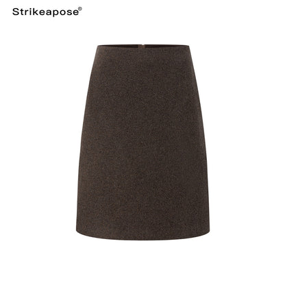 STRIKE_A_POSE_Irregular_Hem_Woven_Low_Waist_Wool_Blend_Straight_Women&