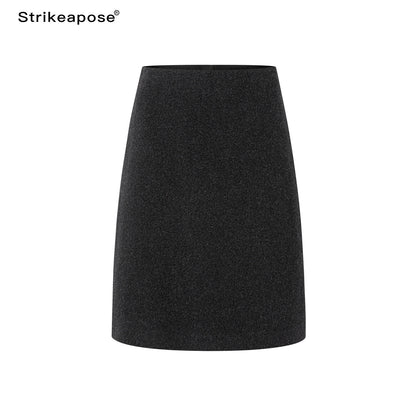 STRIKE_A_POSE_Irregular_Hem_Woven_Low_Waist_Wool_Blend_Straight_Women&