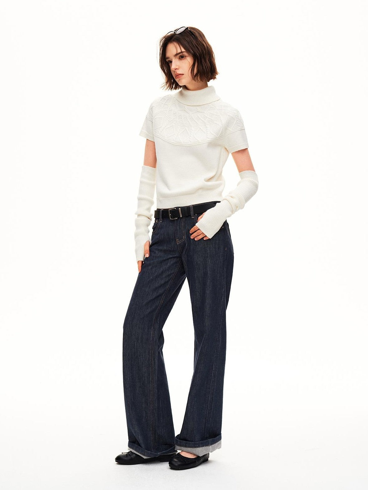 STRIKE A POSE Jacquard Raglan Sleeve Slim Fit Women&
