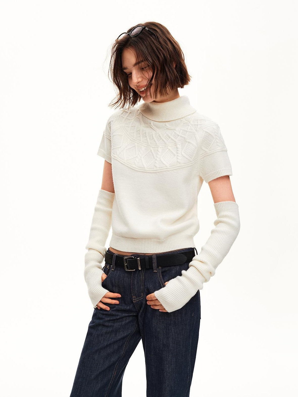 STRIKE A POSE Jacquard Raglan Sleeve Slim Fit Women&