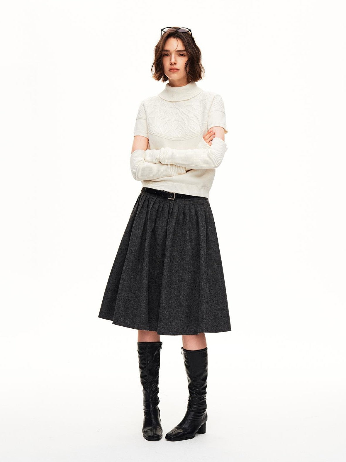 STRIKE A POSE Jacquard Raglan Sleeve Slim Fit Women&
