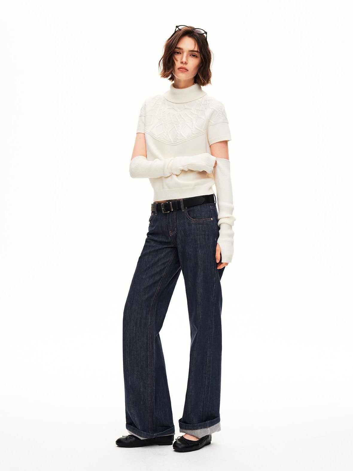 STRIKE A POSE Jacquard Raglan Sleeve Slim Fit Women&