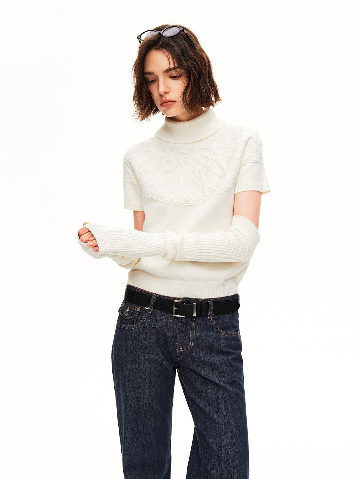 STRIKE A POSE Jacquard Raglan Sleeve Slim Fit Women&