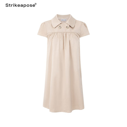 STRIKE_A_POSE_Khaki_Doll_Collar_Puff_Sleeves_High_Waist_Women&