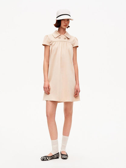 STRIKE A POSE Khaki Doll Collar Puff Sleeves High Waist Women&