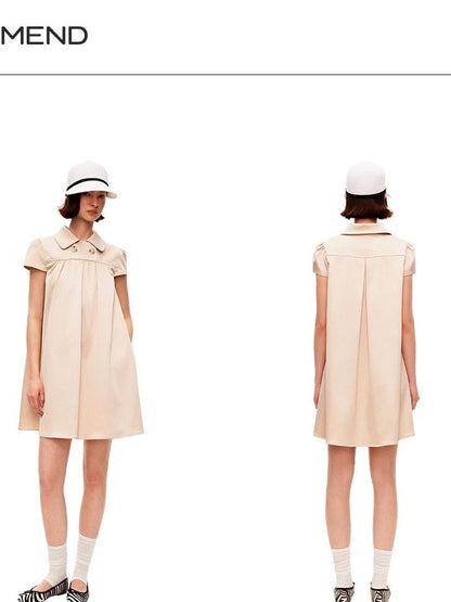 STRIKE A POSE Khaki Doll Collar Puff Sleeves High Waist Women&