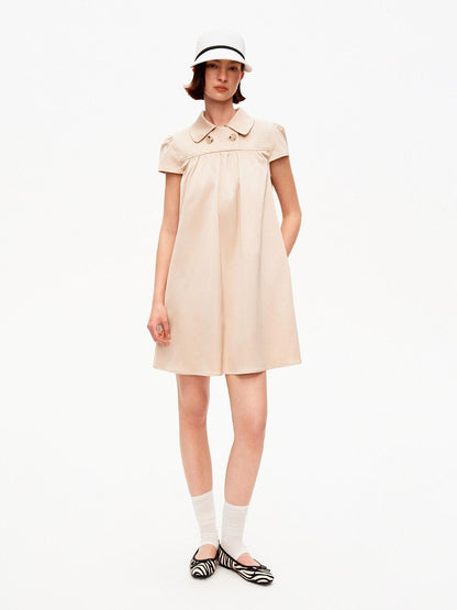 STRIKE A POSE Khaki Doll Collar Puff Sleeves High Waist Women&