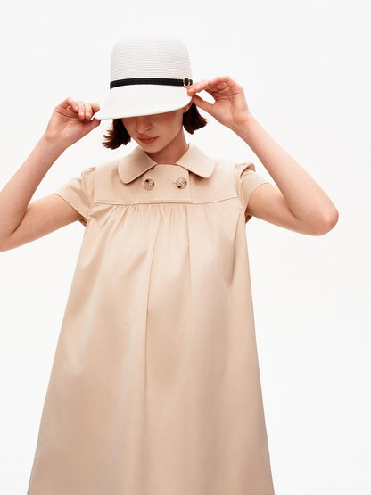 STRIKE A POSE Khaki Doll Collar Puff Sleeves High Waist Women&