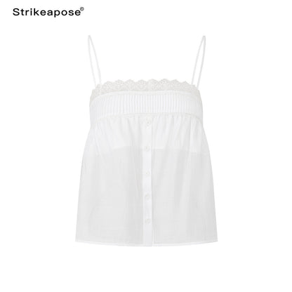 STRIKE_A_POSE_Lace_Trim_Gathered_A_Line_Babydoll_Women&