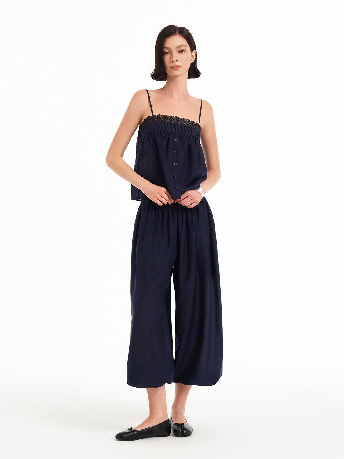 STRIKE A POSE Lace Trim Gathered A Line Babydoll Women&